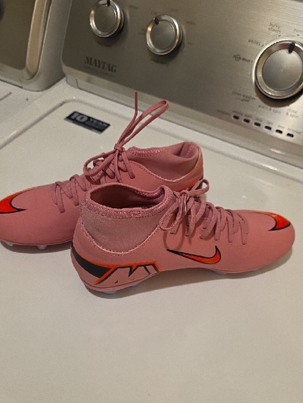 Nike Pink & Red Mercurial Soccer Cleats - Picture 2 of 5